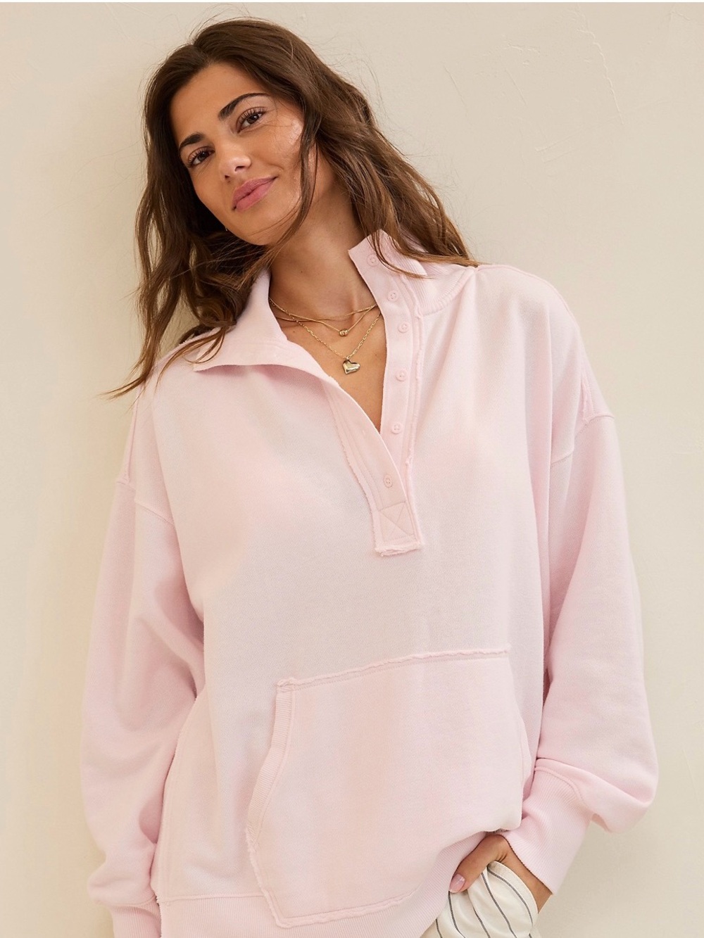 Aerie Cotton Popover Polo Sweatshirt